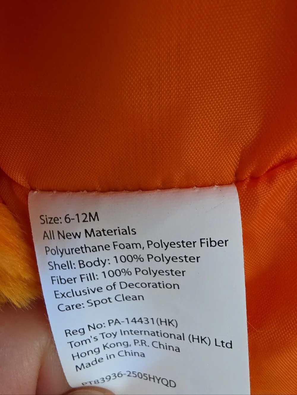 NWT Infant 6-12 Month Orange Fox Halloween Costume Jumpsuit Warm Soft 1-Piece